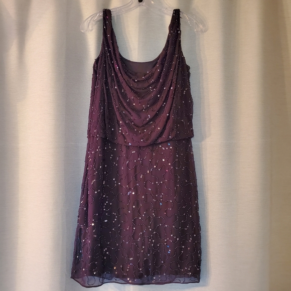 Plum Beaded Party Dress - Picture 6 of 6